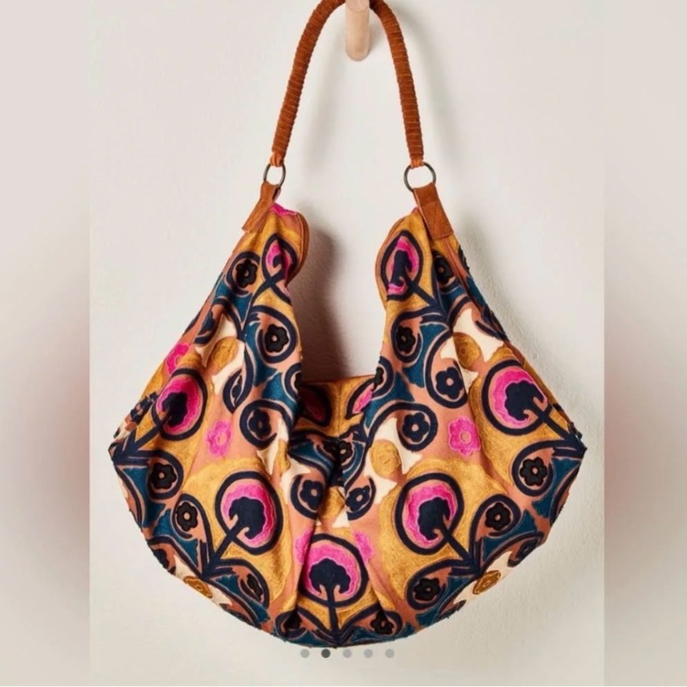 NWOT Free People Hypnotized Slouchy Tote in Jewel Tone - Picture 3 of 6